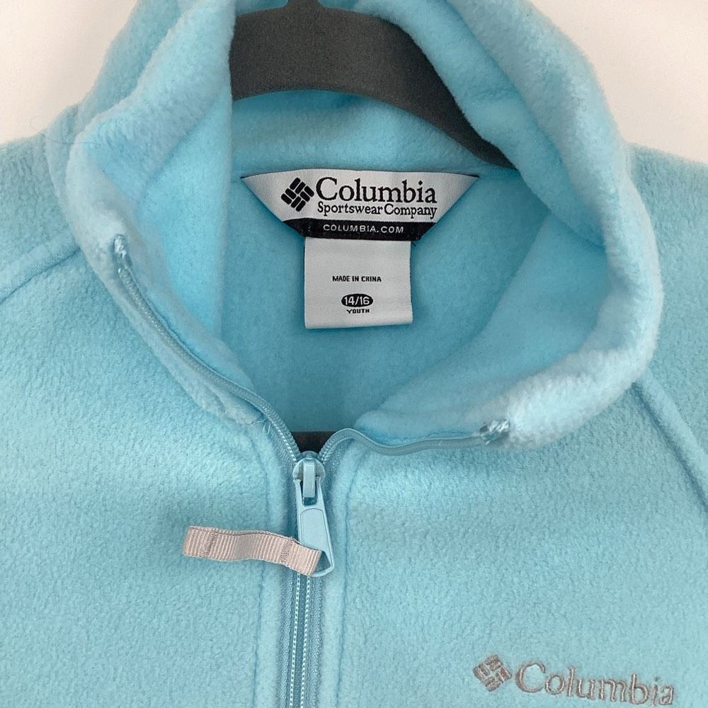 Girls Columbia Full Zip Fleece Jacket light blue large (14-16) - Picture 2 of 4